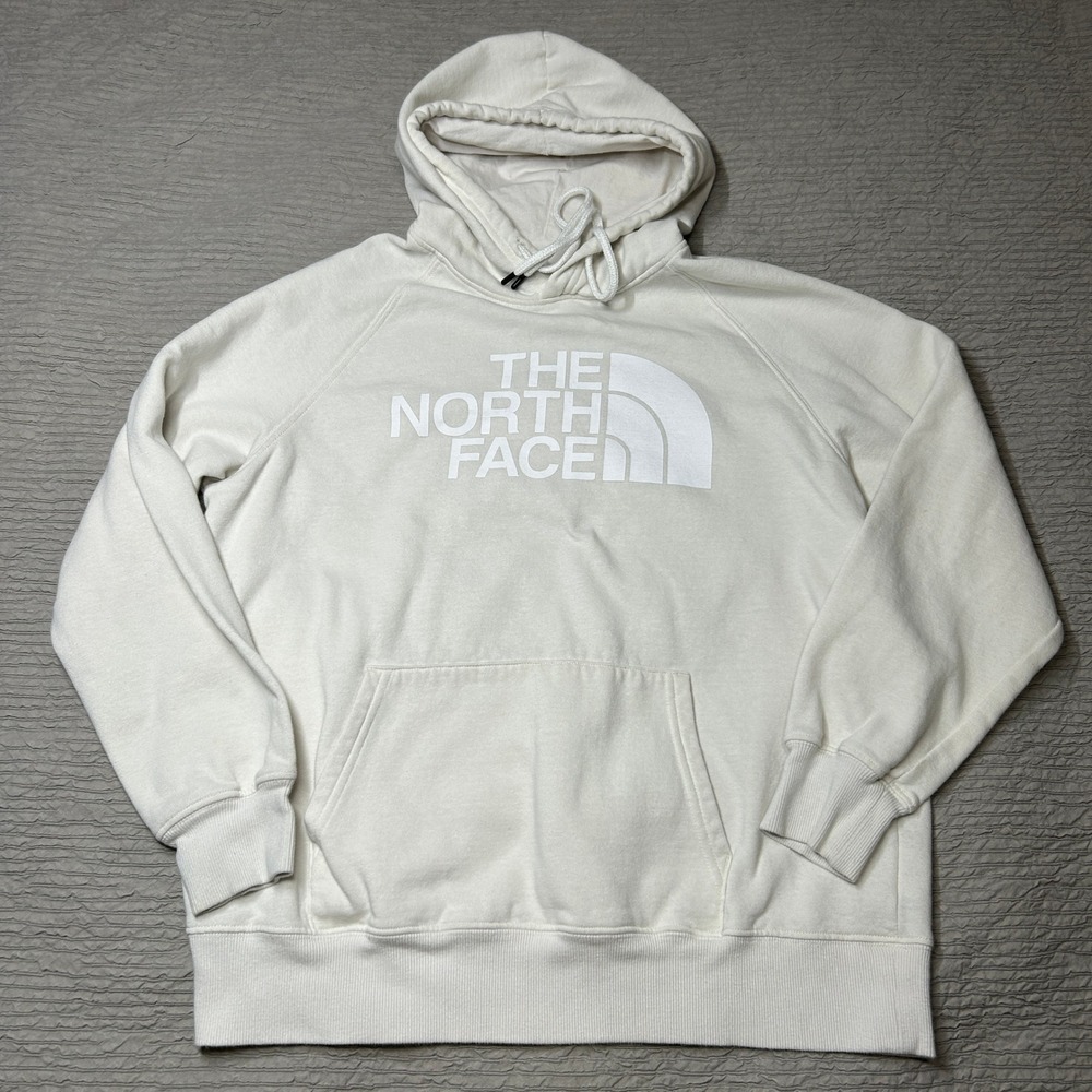 North Face Womens Half Dome Hoodie Cream White Large - STAIN